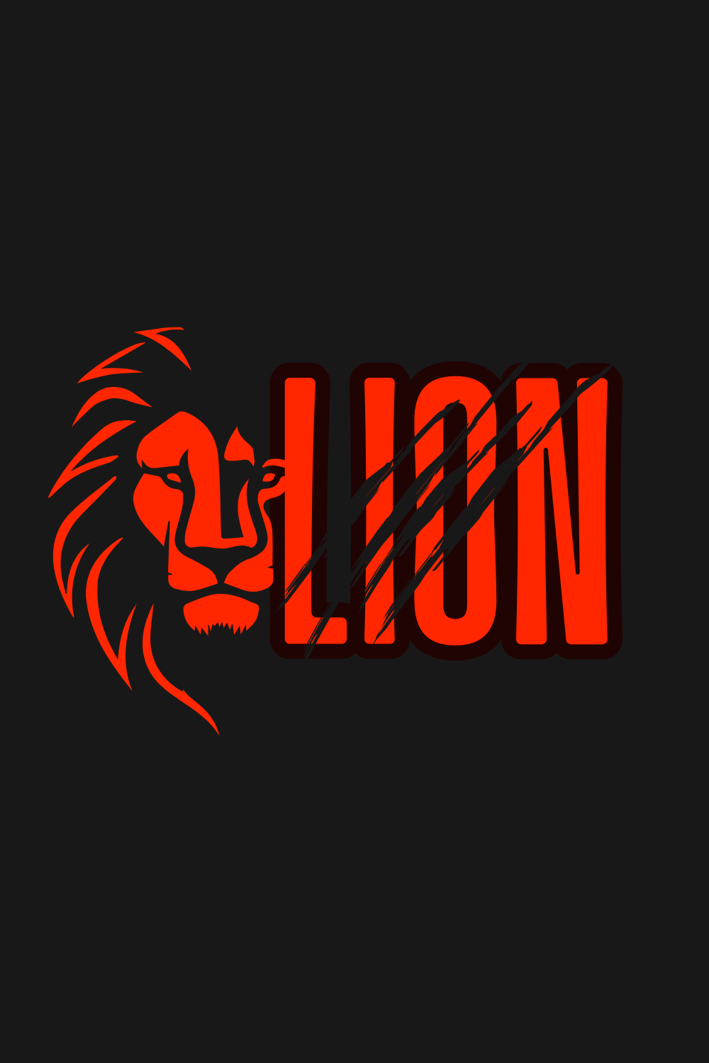 Red and Black Illustrated Lion pinterest preview image.