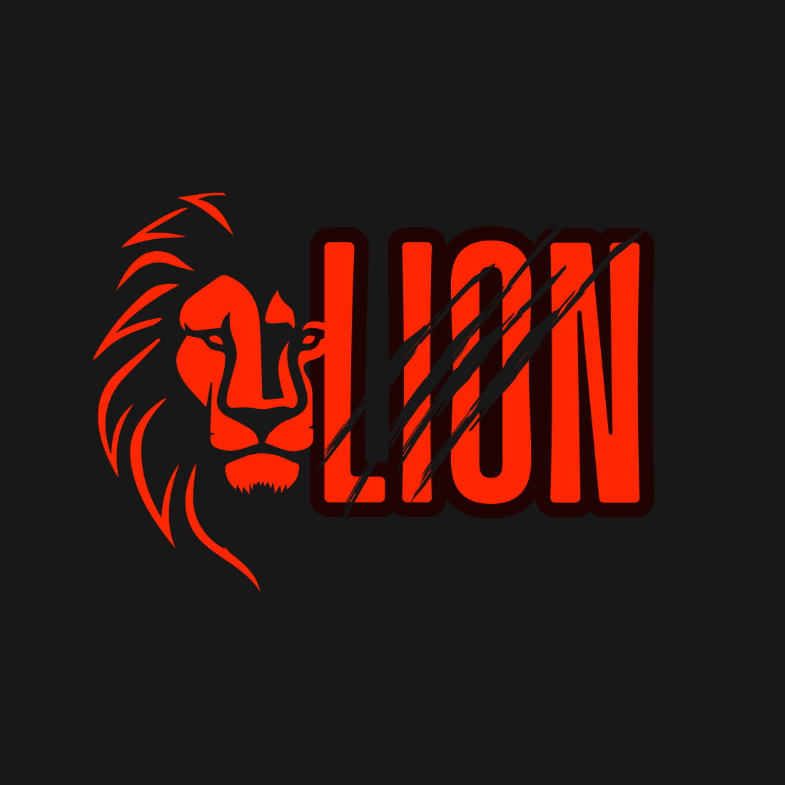 Red and Black Illustrated Lion preview image.