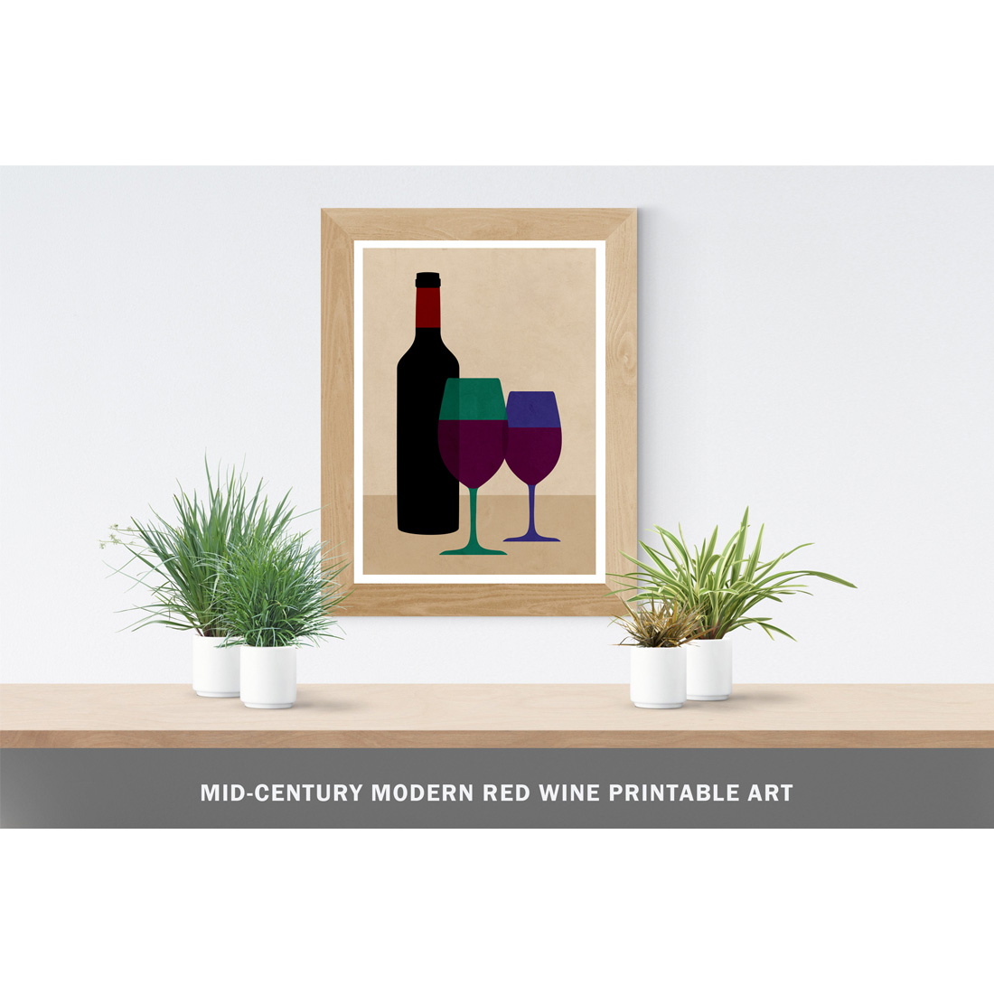 Red Wine Bottle & Glasses Printable Art cover image.