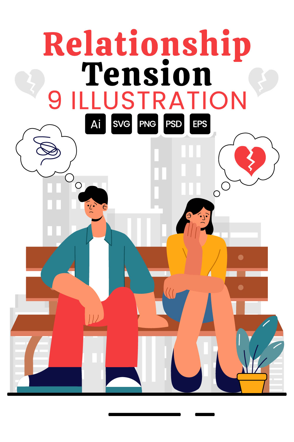 9 Relationship Tension Illustration pinterest preview image.