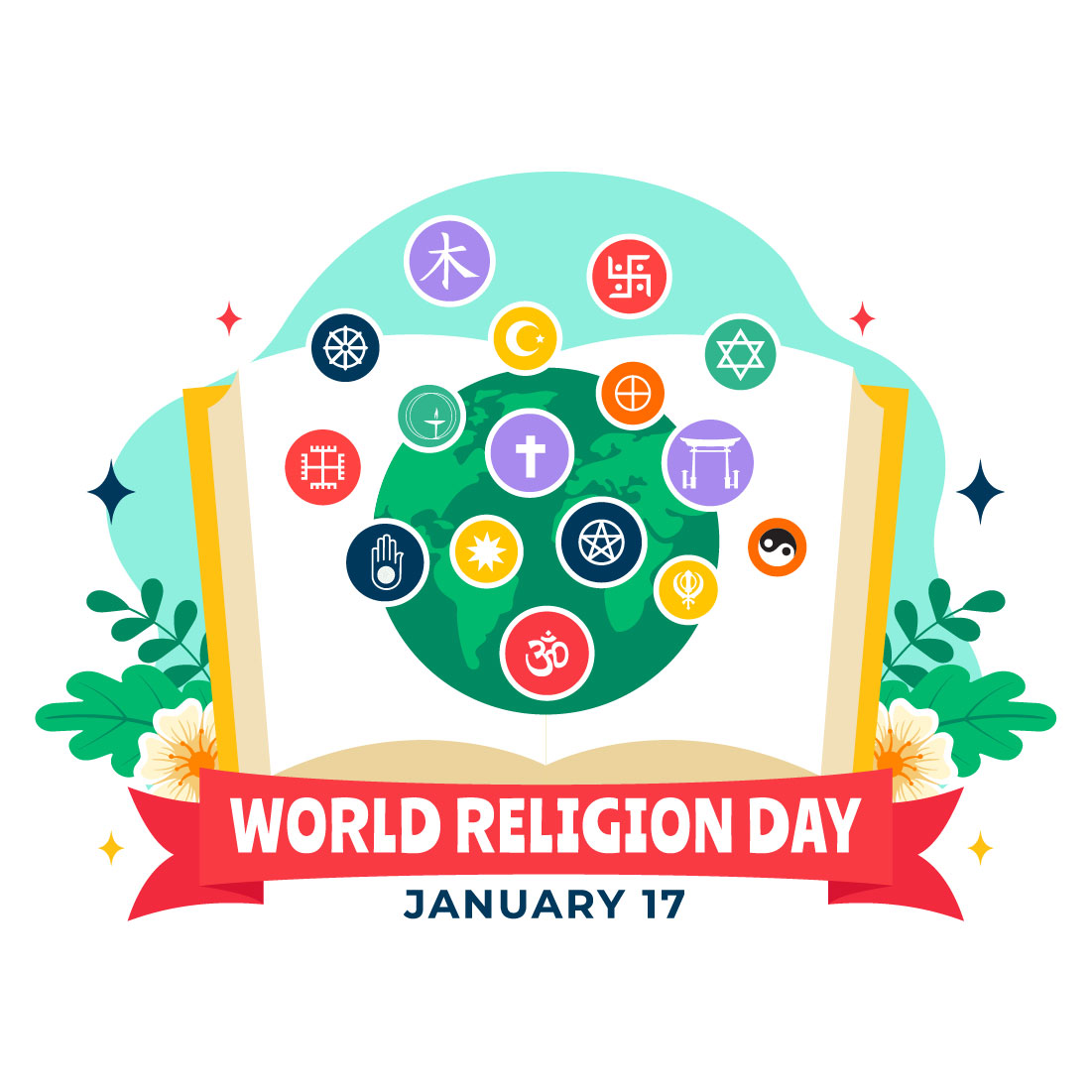 11 World Religion Day Illustration preview image.