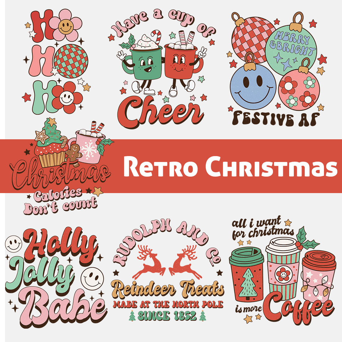 Retro Christmas Sublimation Bundle cover image.