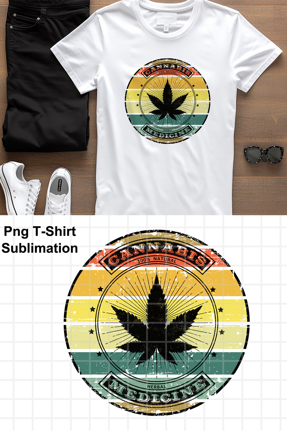 Cannabis Leaf - Retro Weed Graphic pinterest preview image.