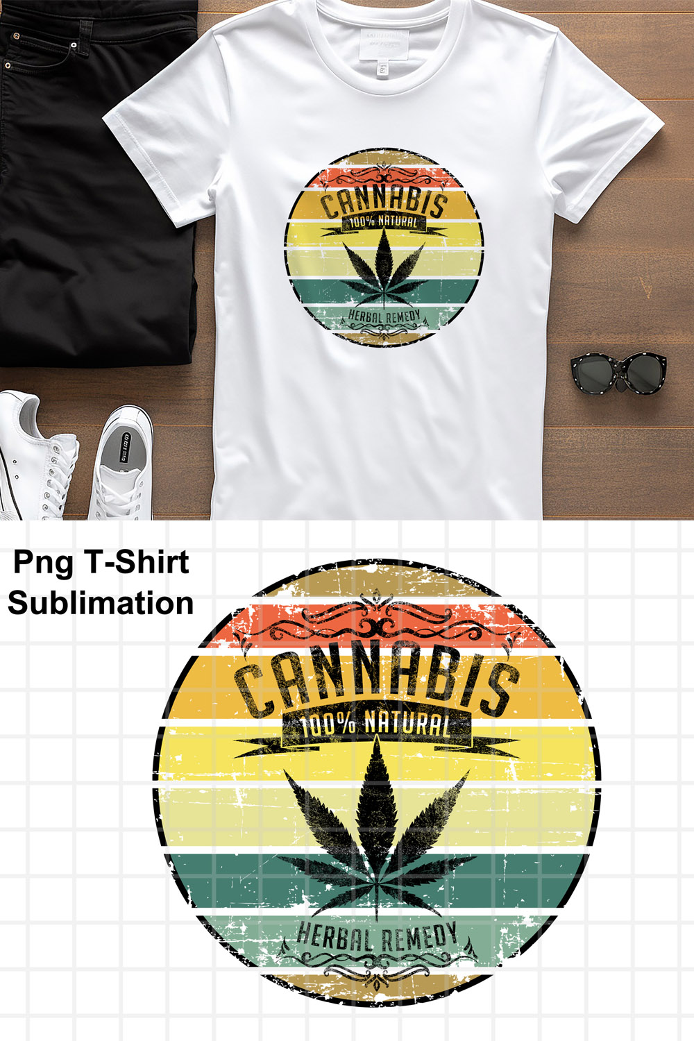 Retro Cannabis Leaf pinterest preview image.