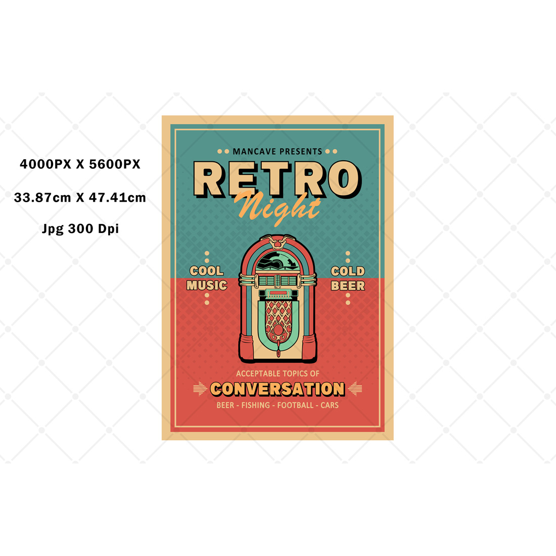 Mancave Presents Retro Night Poster Art preview image.