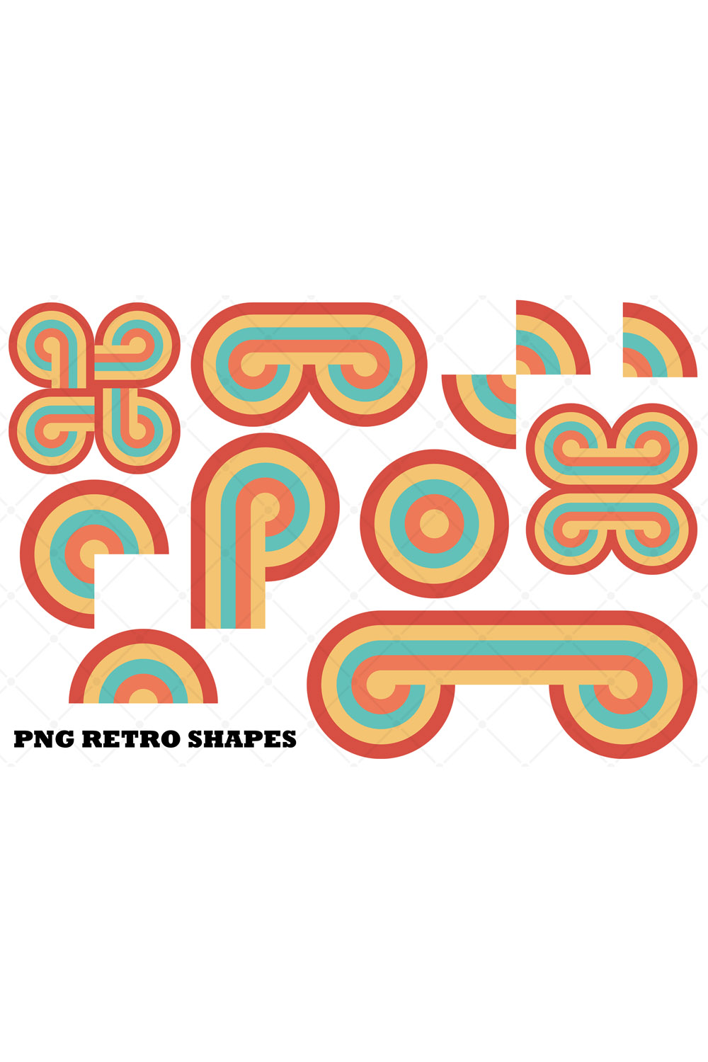 10 Png Colorful Retro Shape Elements pinterest preview image.