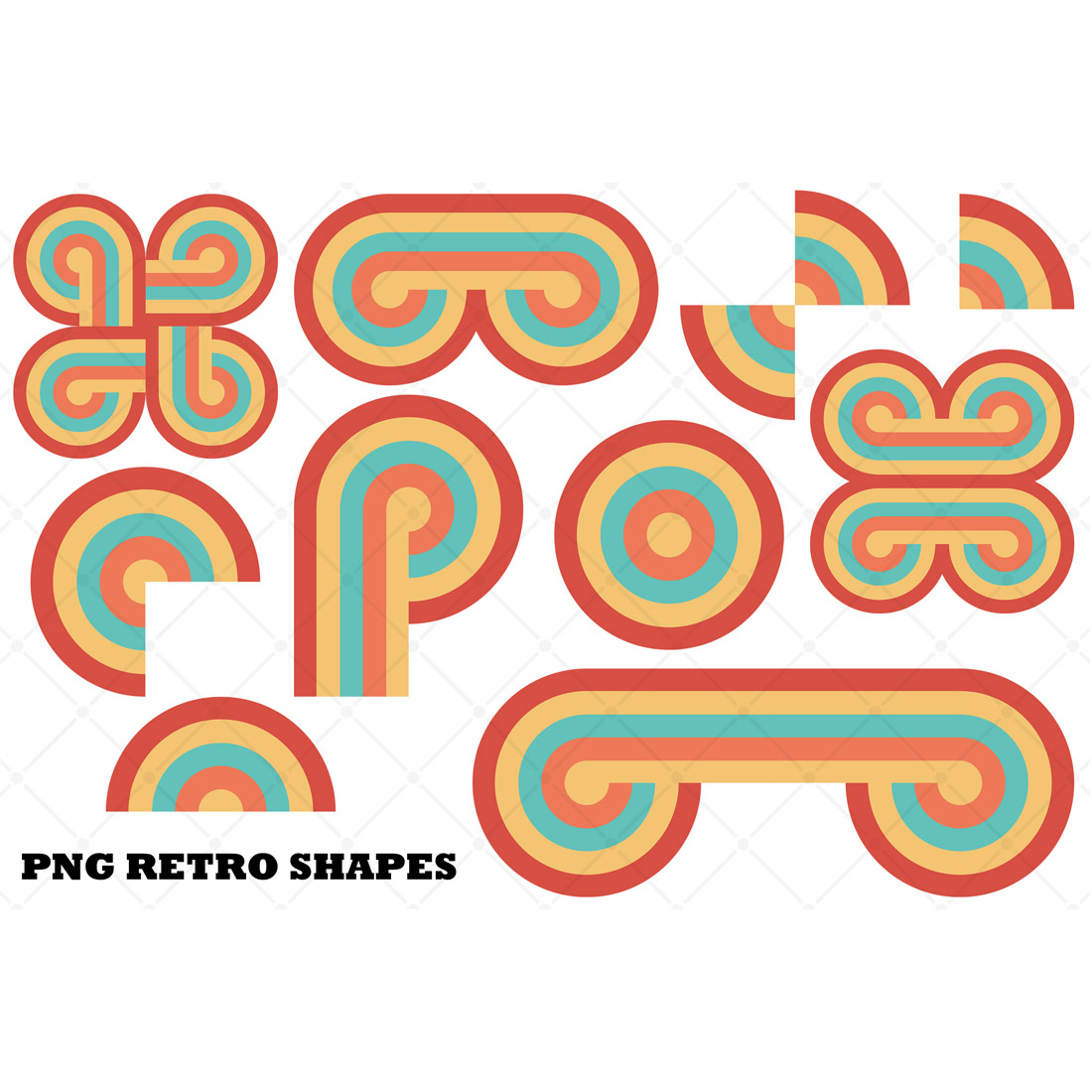 10 Png Colorful Retro Shape Elements preview image.