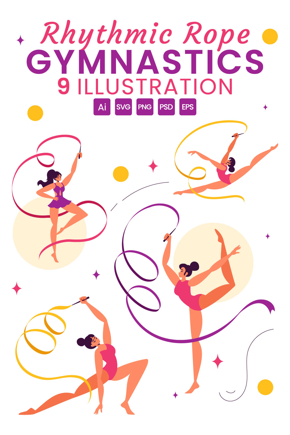 9 Rhythmic Rope Gymnastics Illustration pinterest preview image.