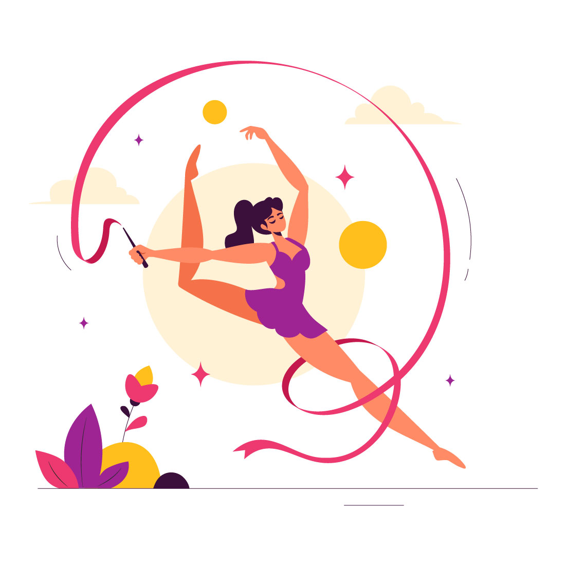 9 Rhythmic Rope Gymnastics Illustration preview image.