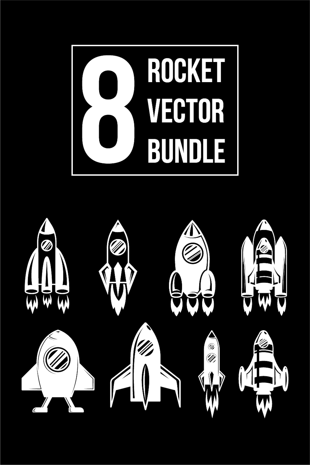 rocket spaceship silhouette bundle set pinterest preview image.