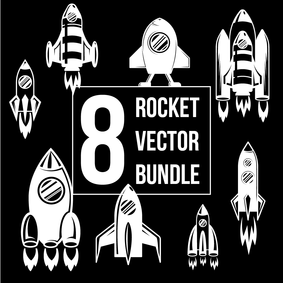 rocket spaceship silhouette bundle set cover image.