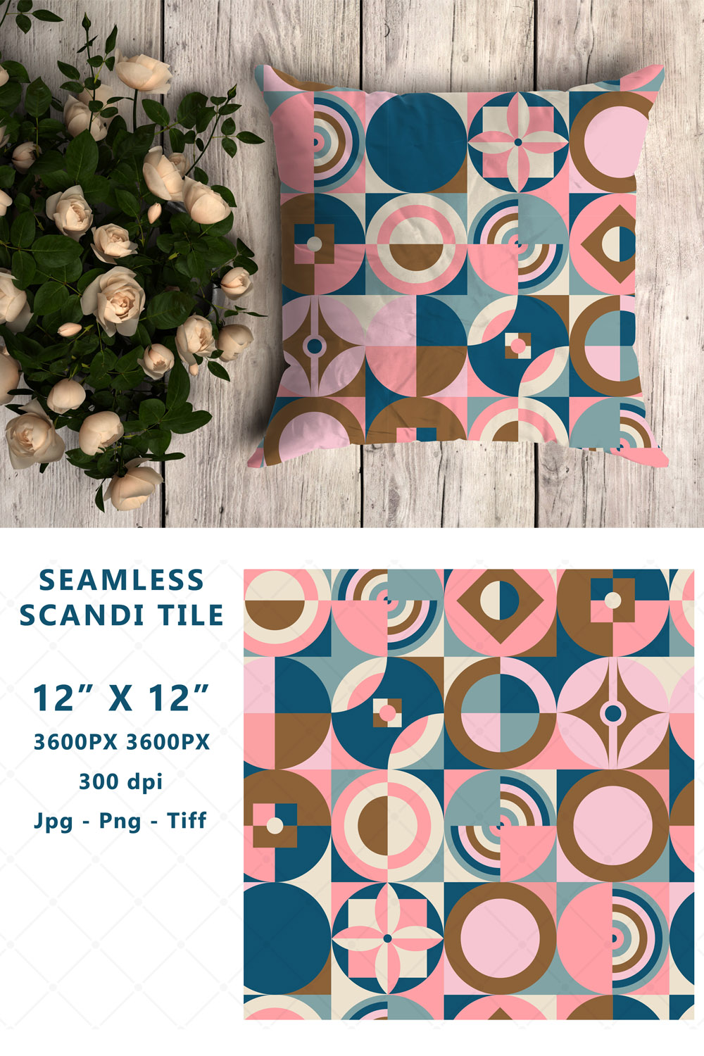 Seamless Scandi Tile 12" X 12" pinterest preview image.