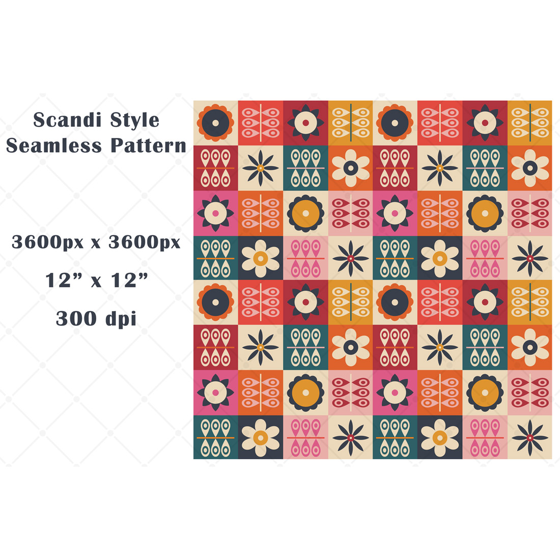 Colorful Seamless Scandi Style Pattern preview image.