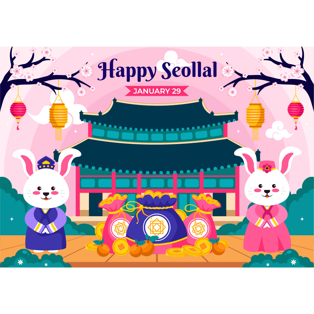 11 Year of the Rabbit Seollal Illustration cover image.