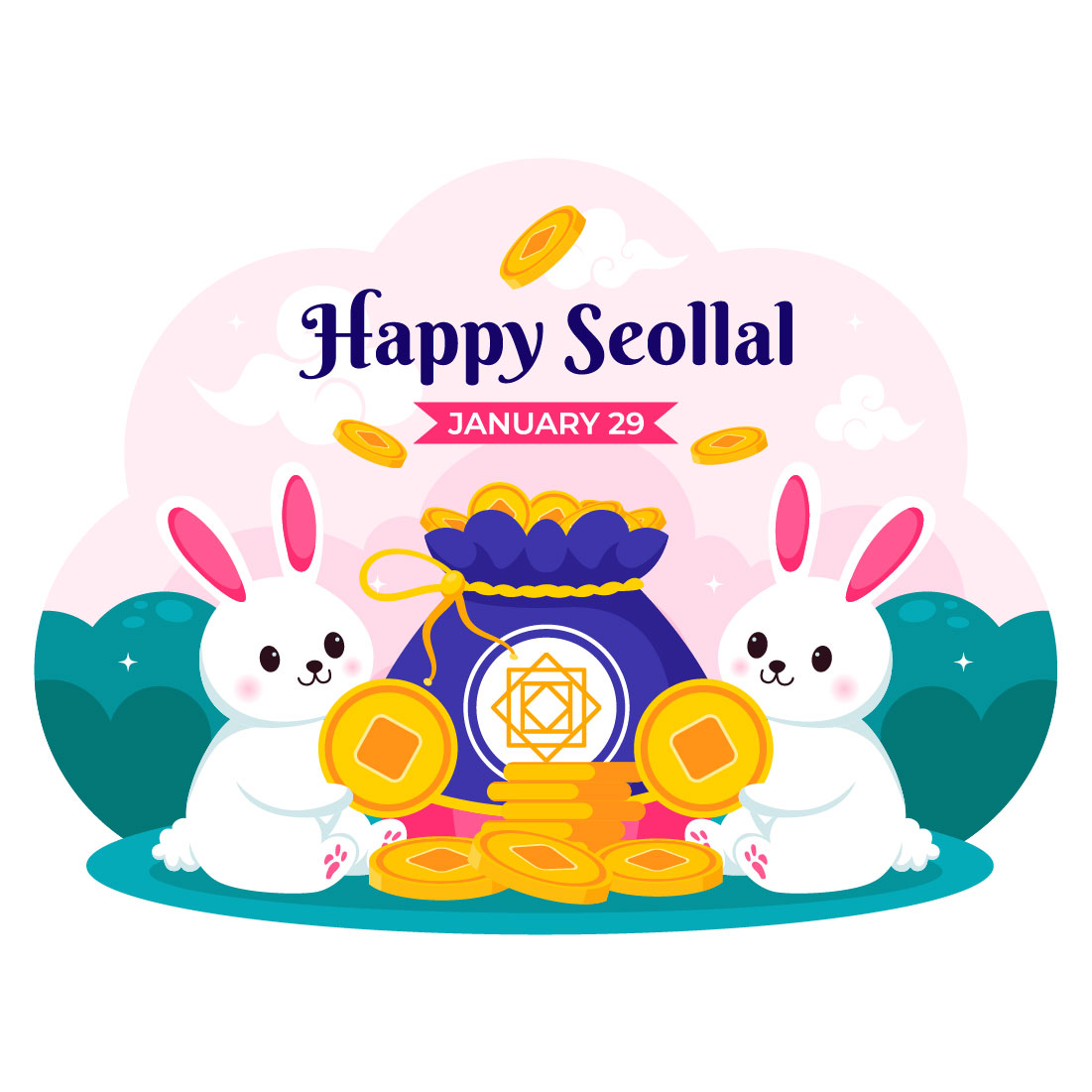 11 Year of the Rabbit Seollal Illustration preview image.