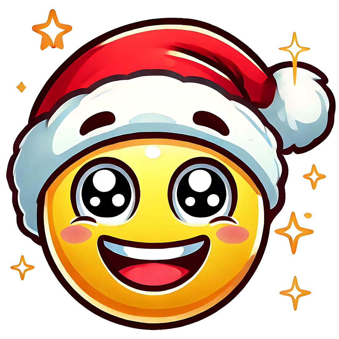 Santa emojis with a jolly smiles and twinkling eyes bundles preview image.