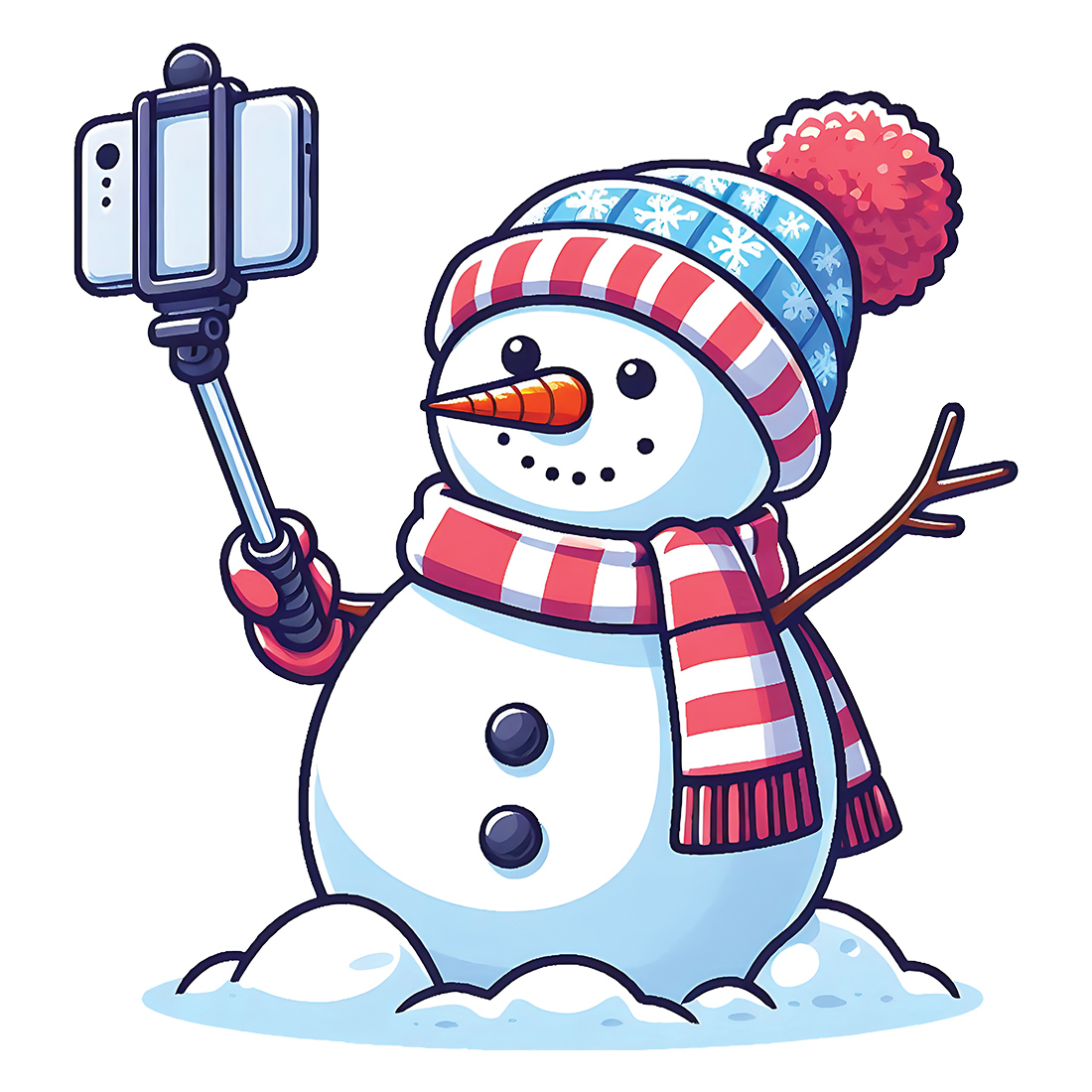 a snowman taking a selfie preview image.