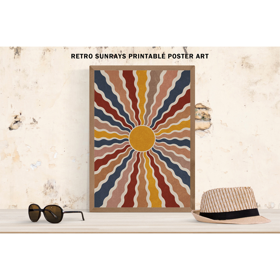 Retro Sunburst Printable Poster Art cover image.