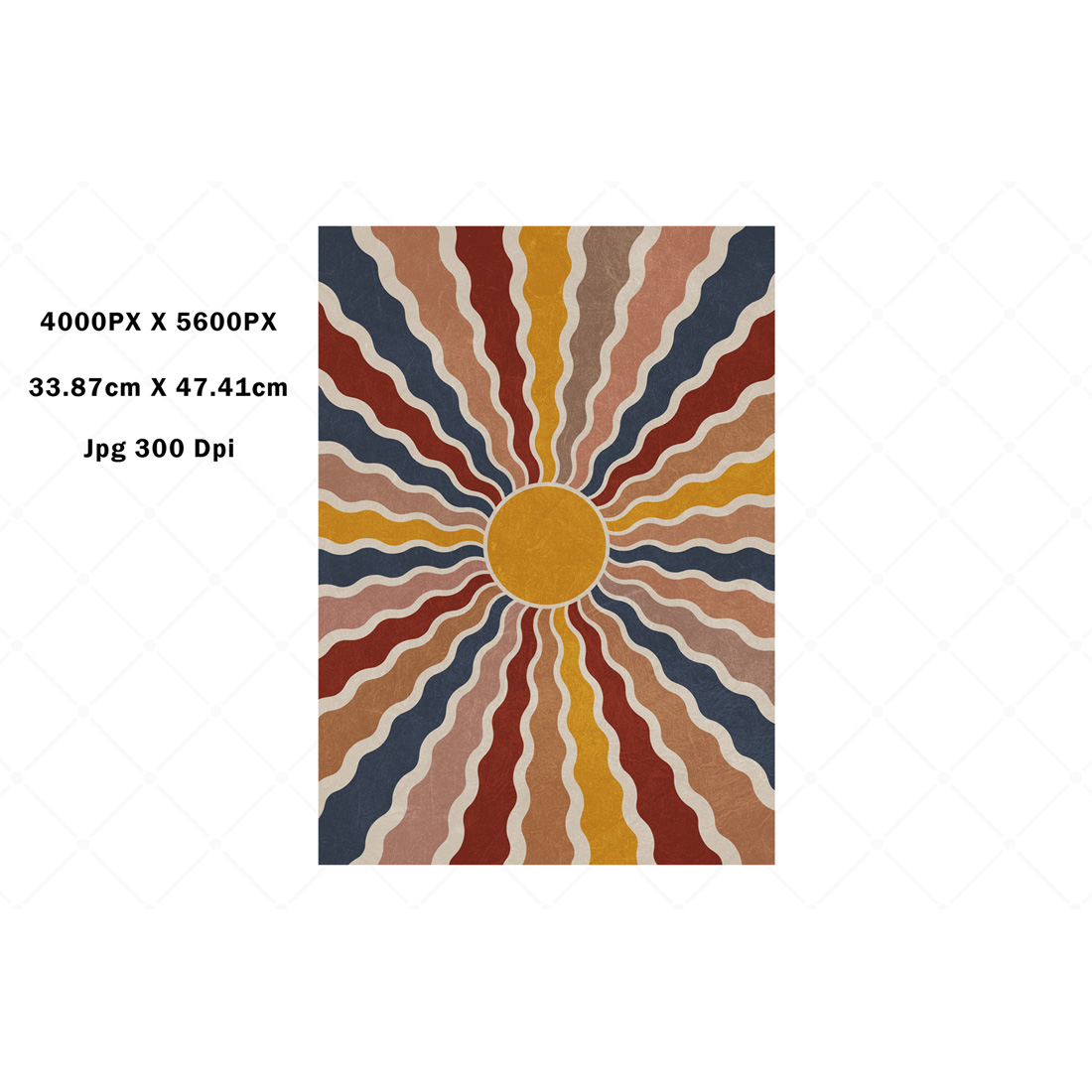 Retro Sunburst Printable Poster Art preview image.