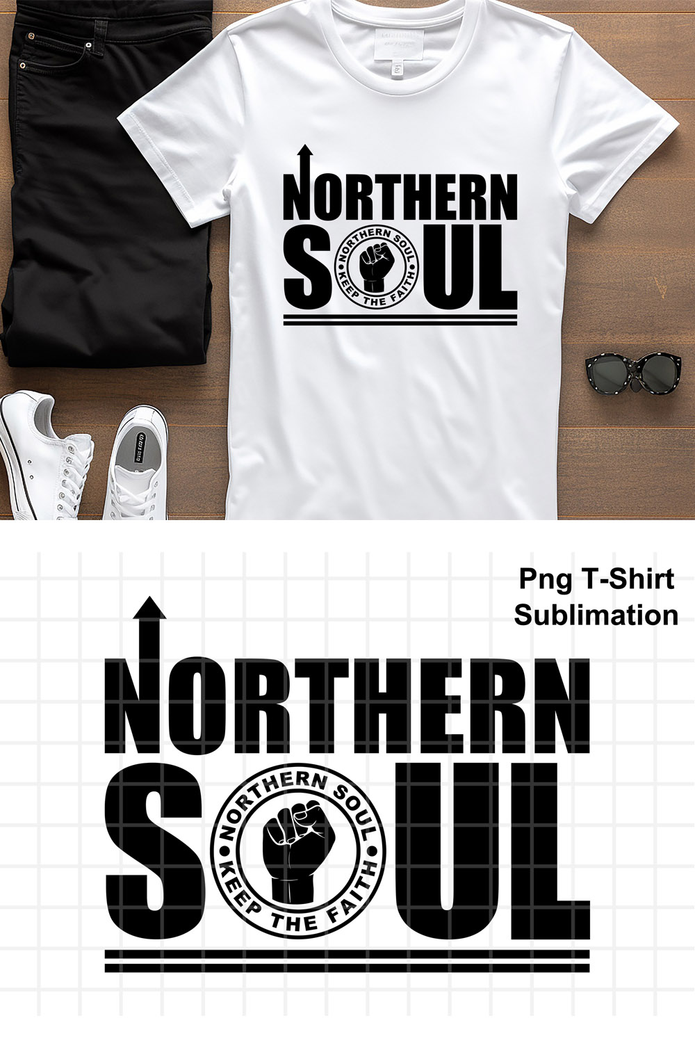 Northern Soul - Keep the Faith - Black pinterest preview image.