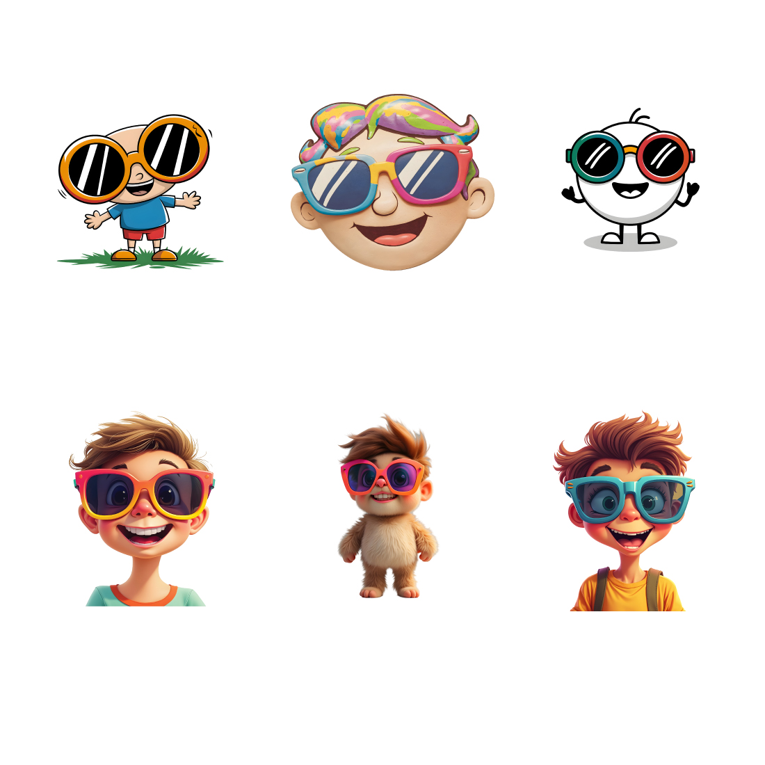 Spectacle of Joy: Cartoon 6 PNG Bundle preview image.