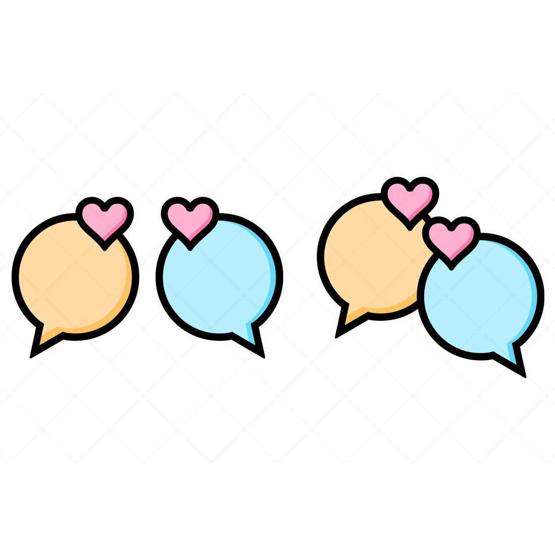 Cute Speech Bubbles with Love Hearts preview image.