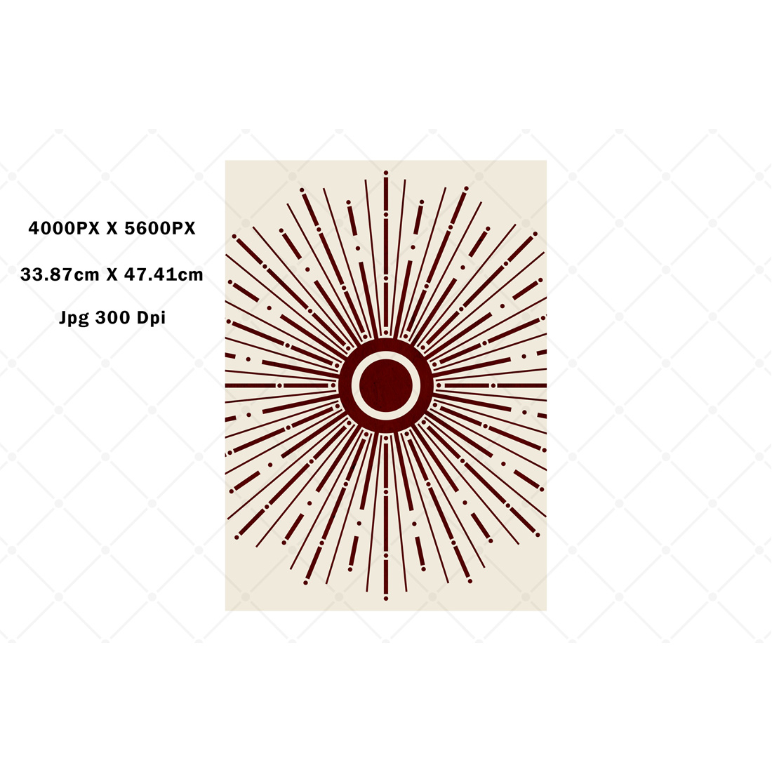 Retro Minimalist Abstract Sunburst Art preview image.