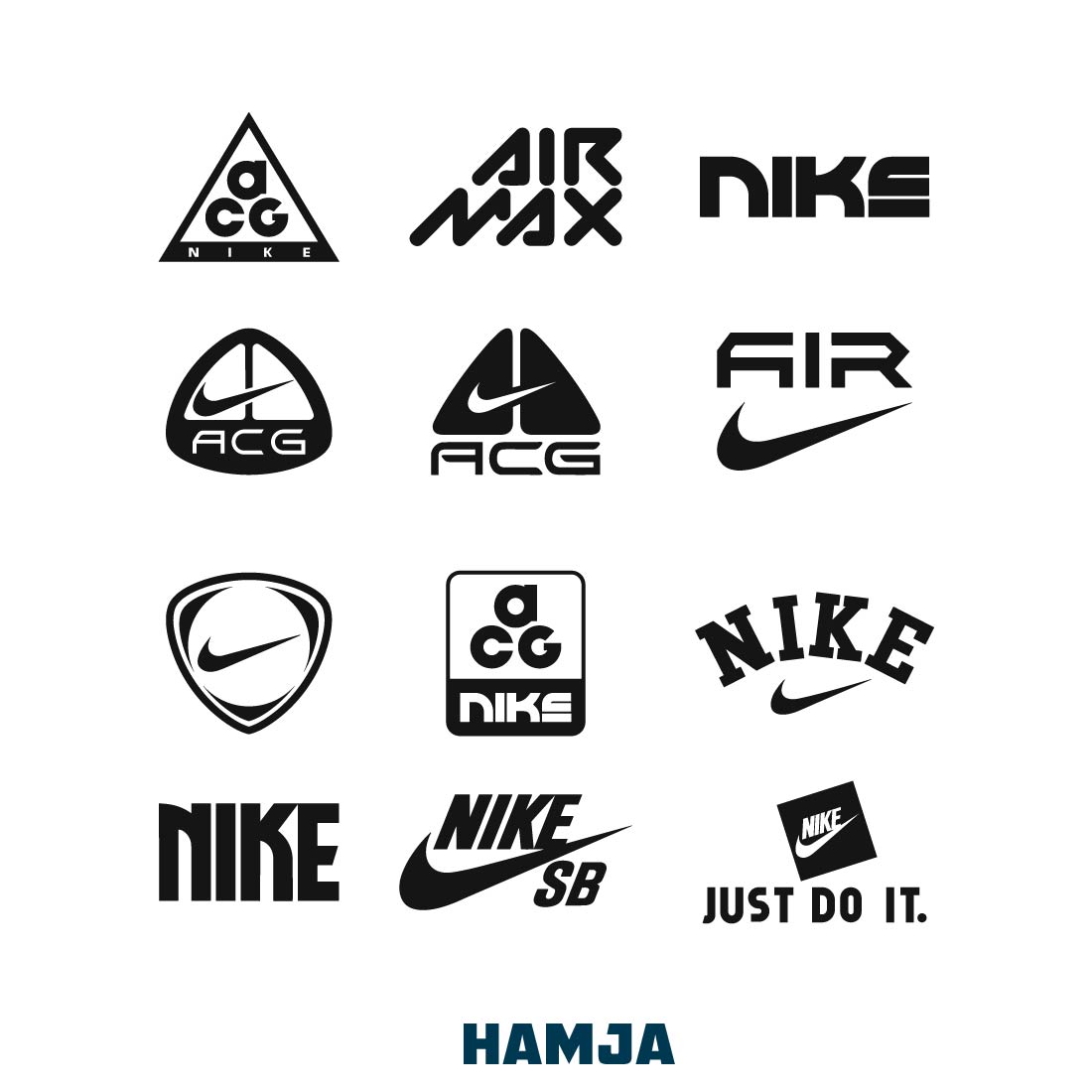 Nike Logo Bundle Layered SVG, Nike Air Cricut file, Cut files, Nike digital vector file, Swoosh Digital download, Png, Vectorart market preview image.