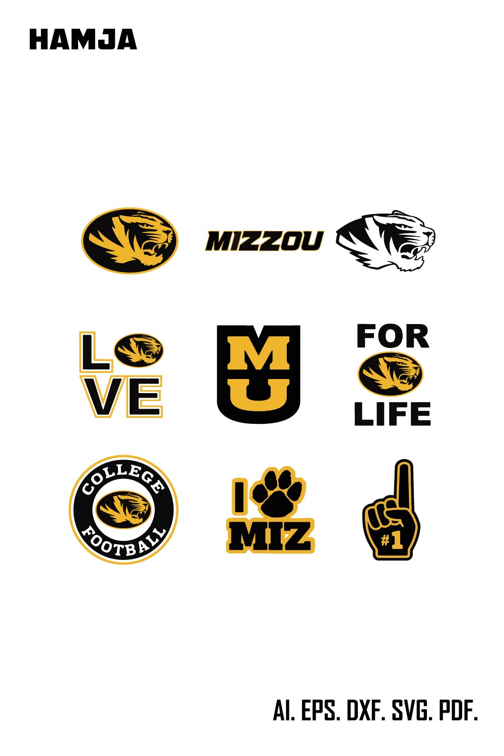 Missouri Tigers Bundle Logo Svg, Missouri Tigers Svg, Sport Svg, Football Svg, NCAA Bundle Svg File Cut Digital Download pinterest preview image.