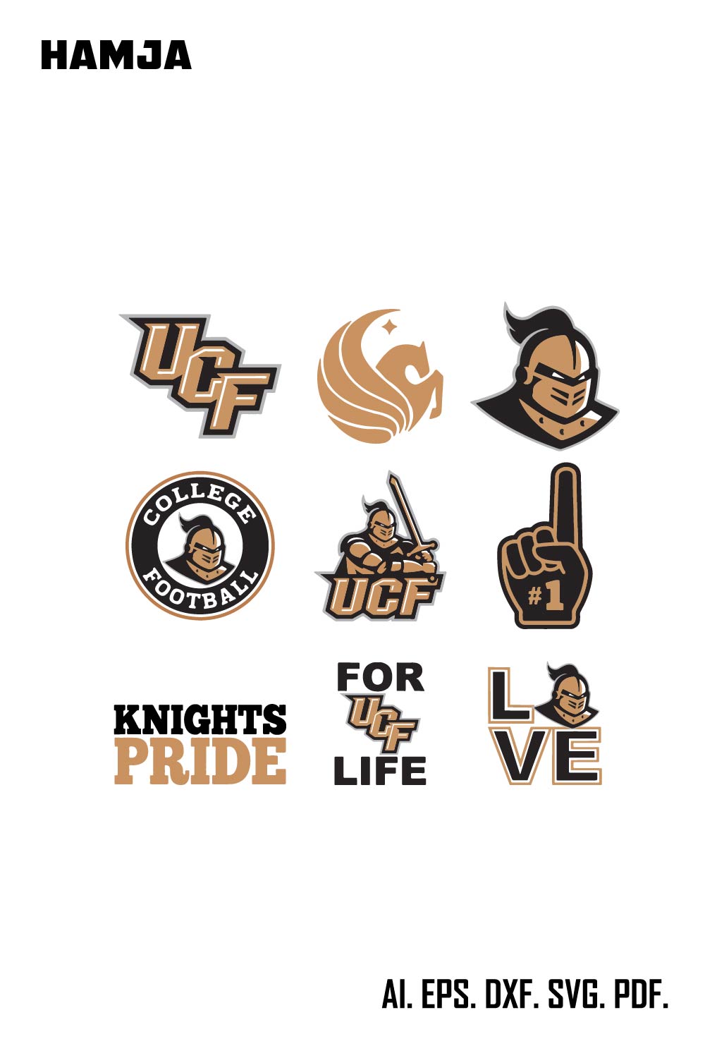 UCF Knights Bundle SVG, UCF Knights Logo, NCAA SVG PNG DXF EPS Digital File, UCF Knights Png pinterest preview image.