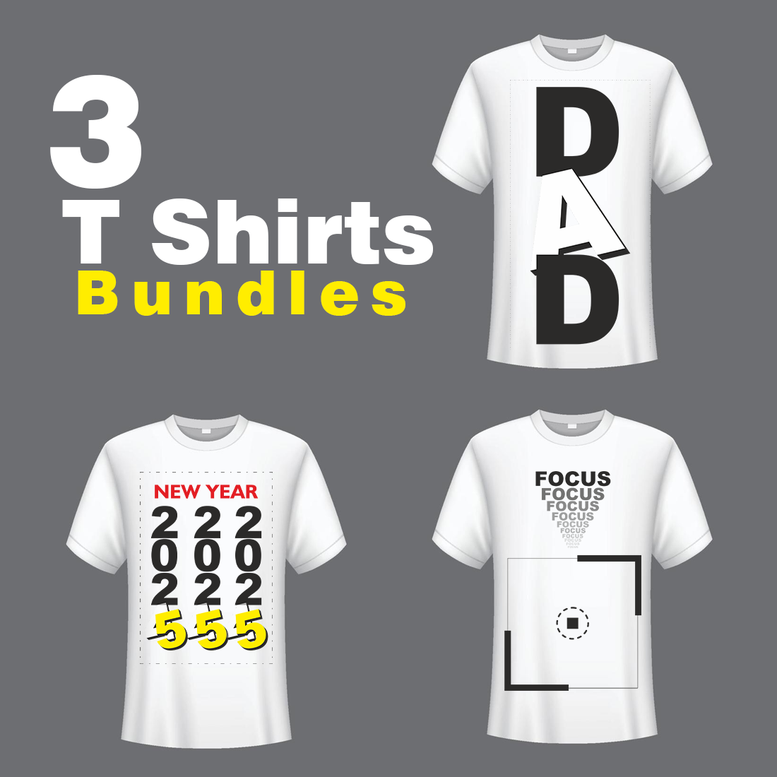 3 T Shirts Designs for Mans and Women cover image.