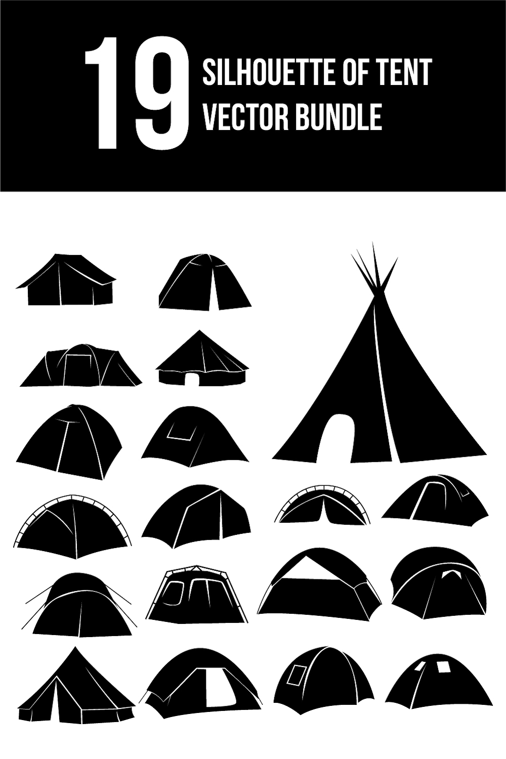 silhouette of tent vector bundle pinterest preview image.