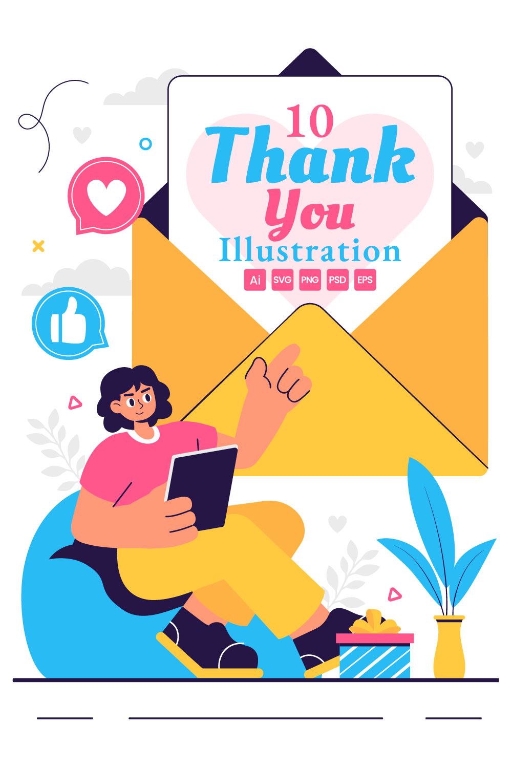 10 Thank You Illustration pinterest preview image.