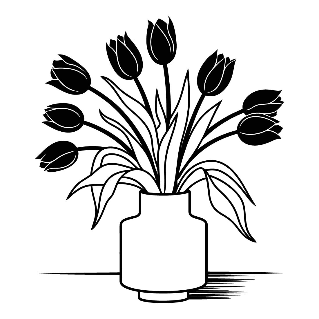 4 pes tulip flowers tulip vector silhouette Bundle preview image.