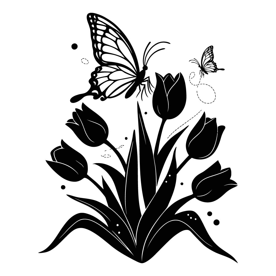 tulip flowers tulip vector silhouette butterfly 3 436