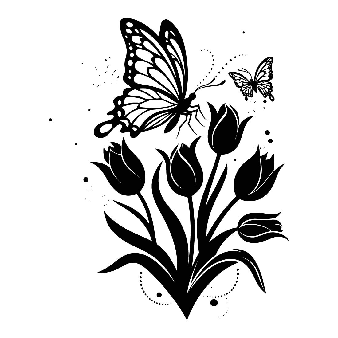 tulip flowers tulip vector silhouette butterfly 4 591