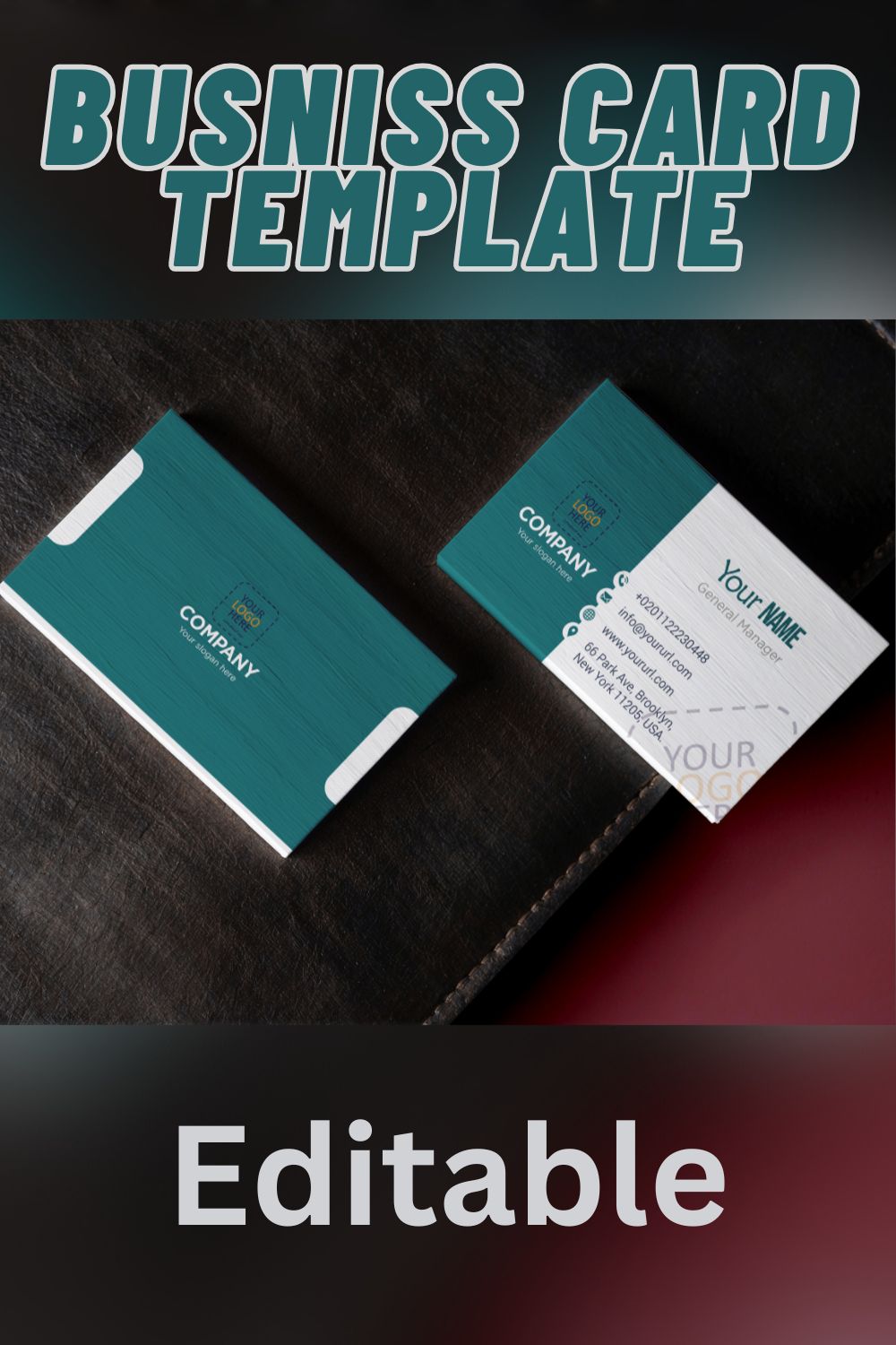 Corporate Business Card Template Design pinterest preview image.