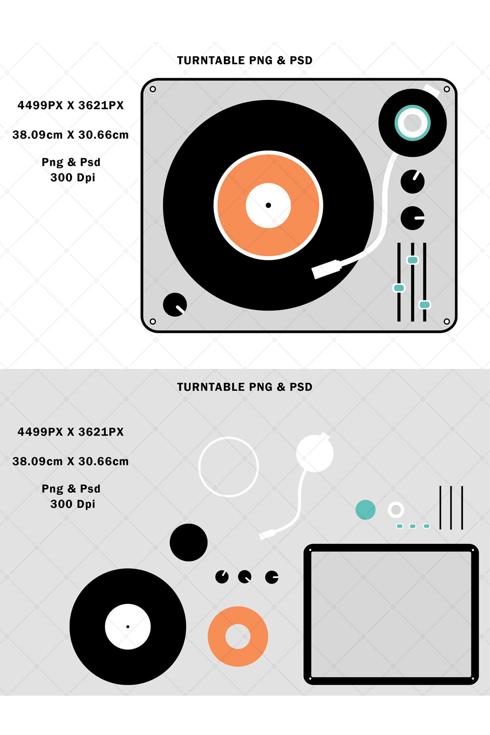 Retro Vinyl Record Turntable Png & Psd pinterest preview image.