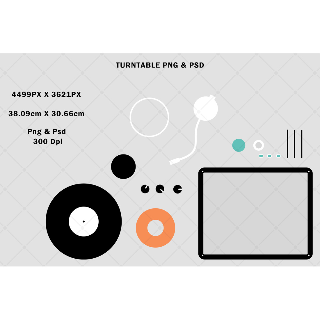 Retro Vinyl Record Turntable Png & Psd preview image.