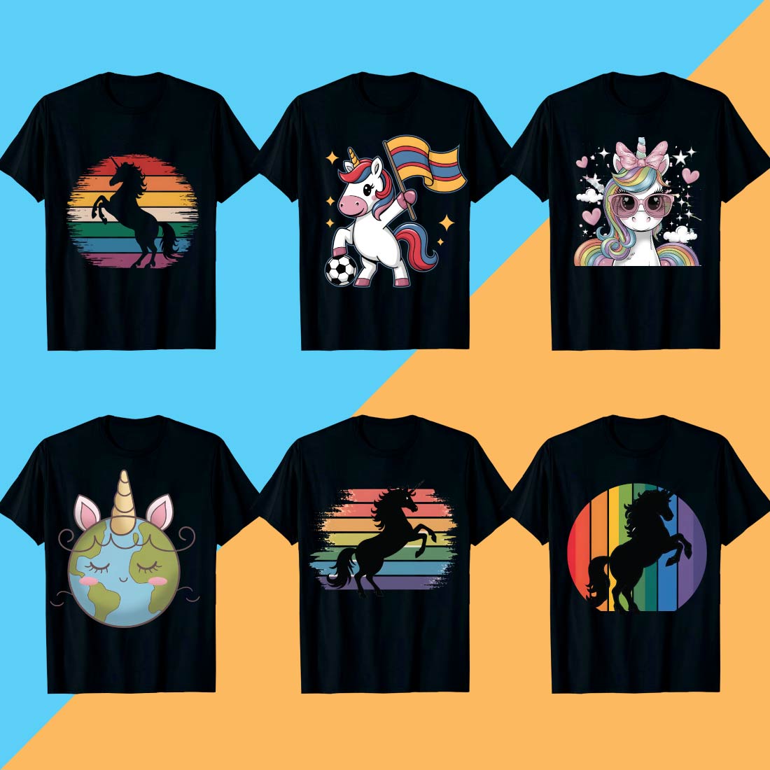 30pes PNG Whimsical Planet Unicorn T-Shirt Design Budnle cover image.