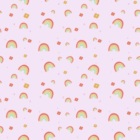 Sky and Rainbow-Themed Seamless Pattern for Gift Wrapping & Room Decor cover image.