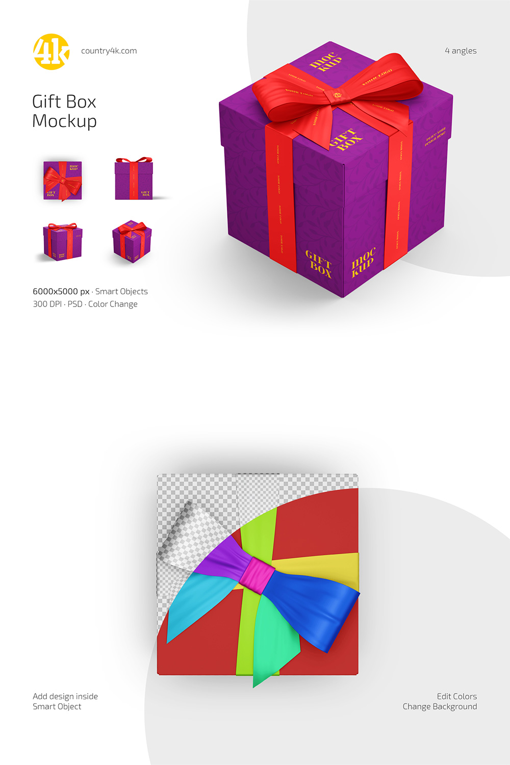 Gift Box Mockup Set pinterest preview image.