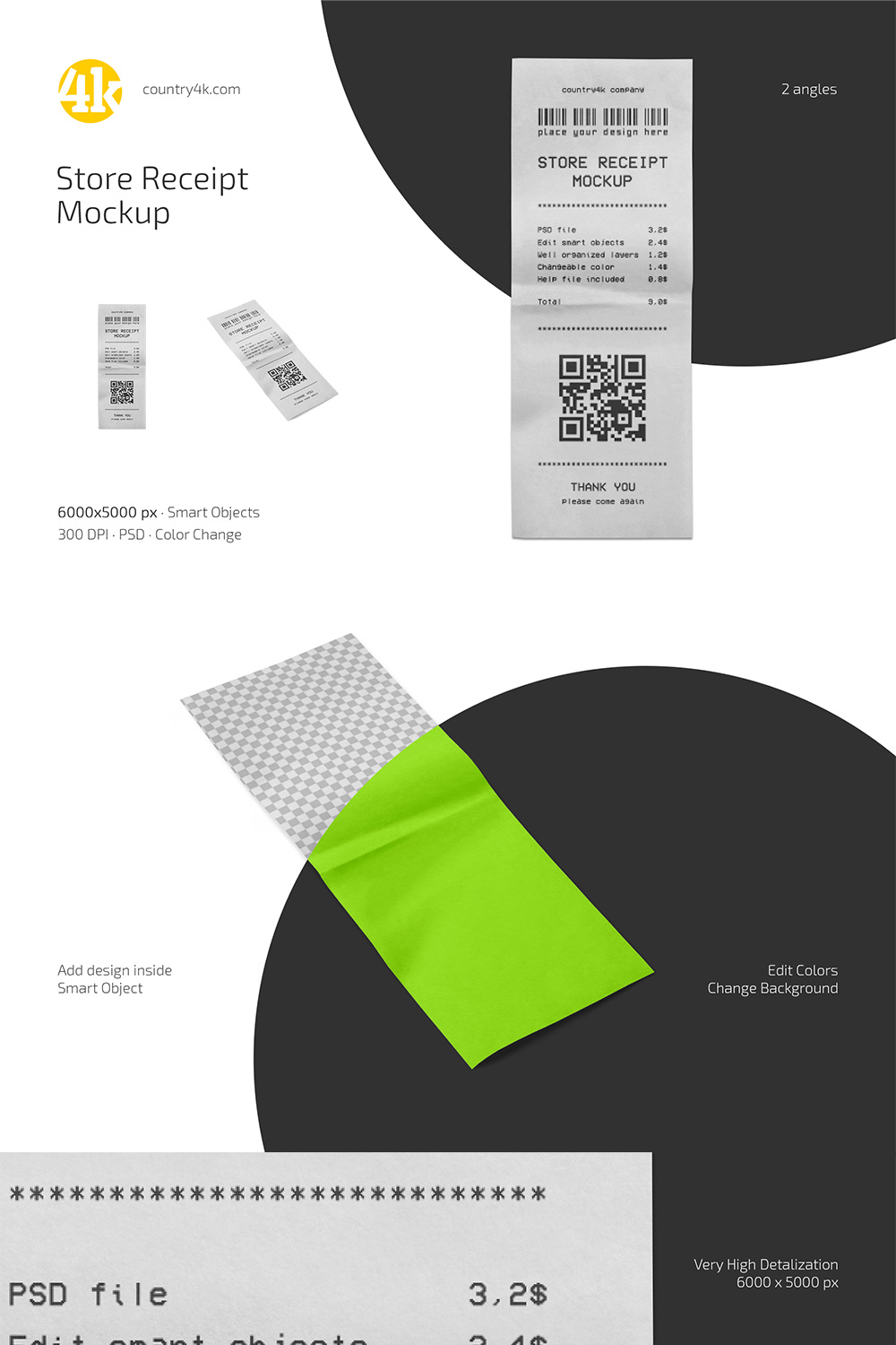 Store Receipt Mockup Set pinterest preview image.