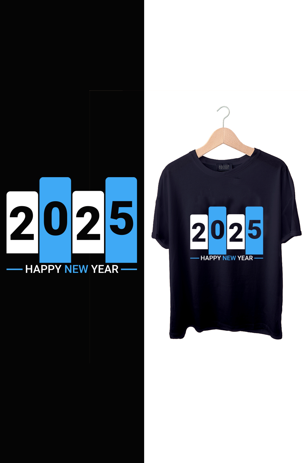 Happy New Year T-Shirt Design pinterest preview image.