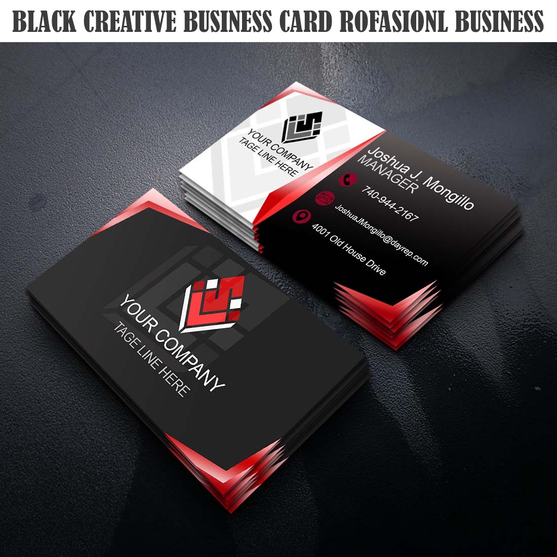 BLACK AND BLUE Creative business card profess cards for businessional cover image.