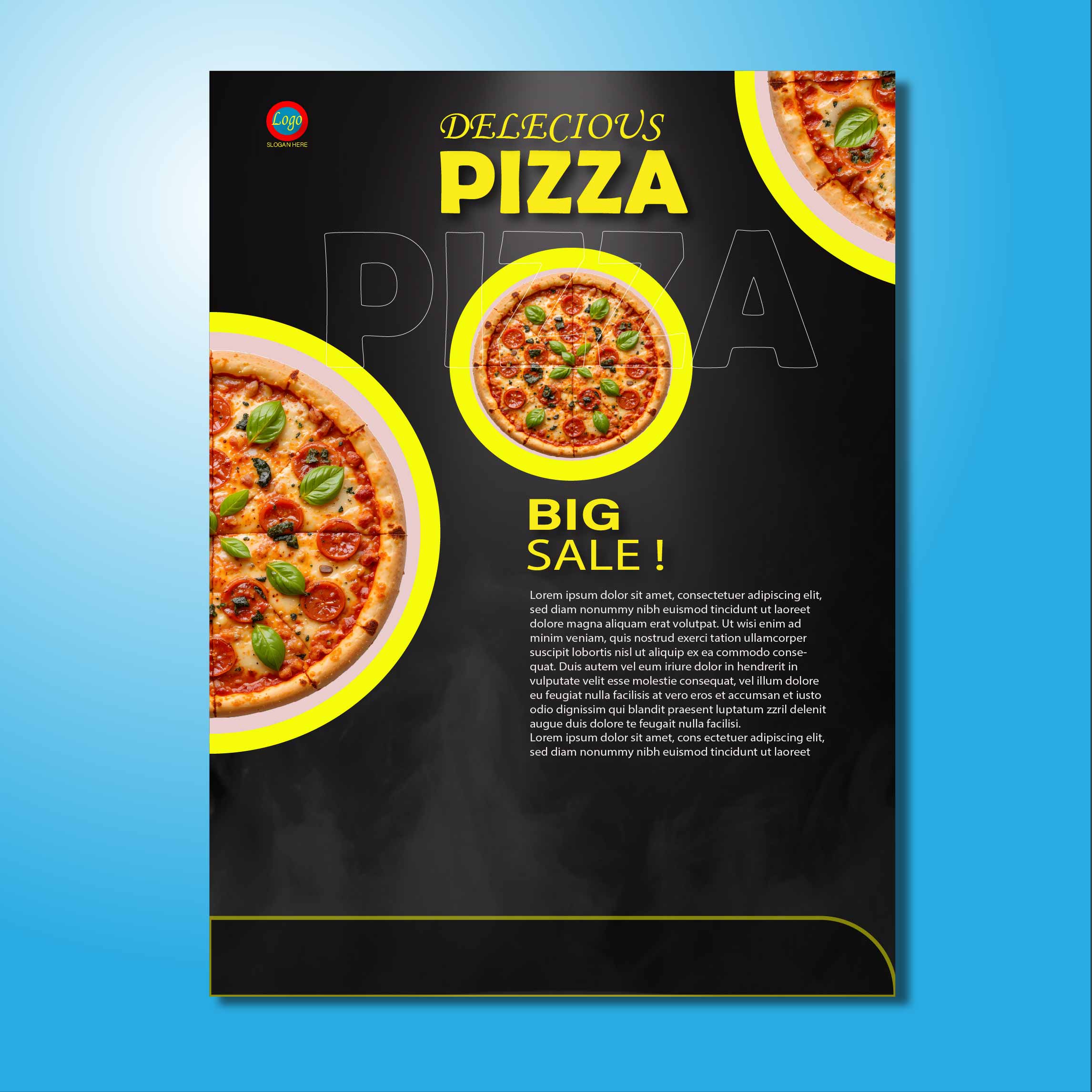 PIZZA AD FLAYER TEMPLATE preview image.