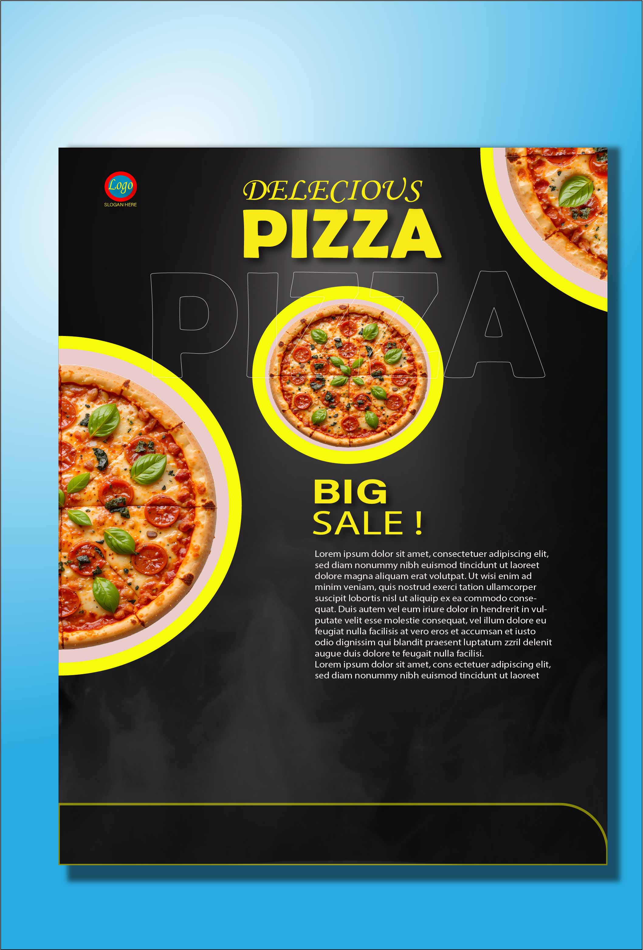 PIZZA AD FLAYER TEMPLATE pinterest preview image.