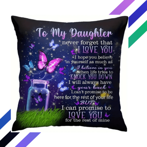 To My Daughter Love Mom Pillow Cover - Traditional-Style Throw Pillow for Home Décor & Gifts cover image.