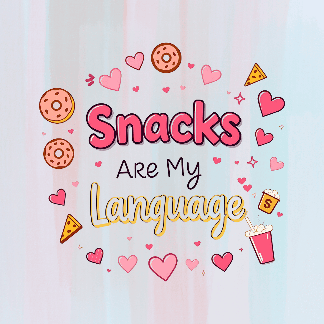 Snacks Are My Language T-Shirt Design Bundle preview image.