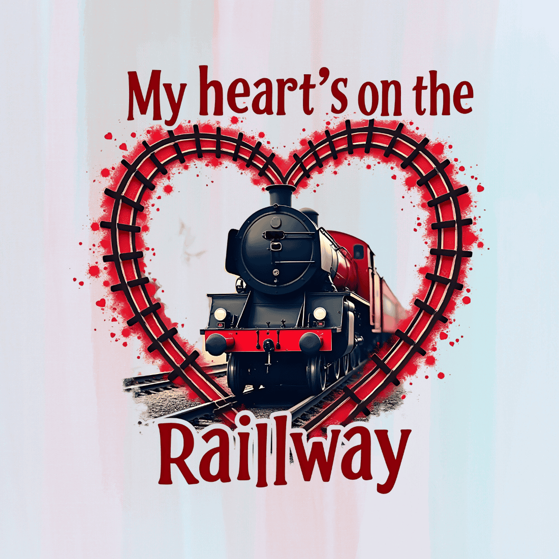 Railway Heart T-Shirt Design Bundle preview image.